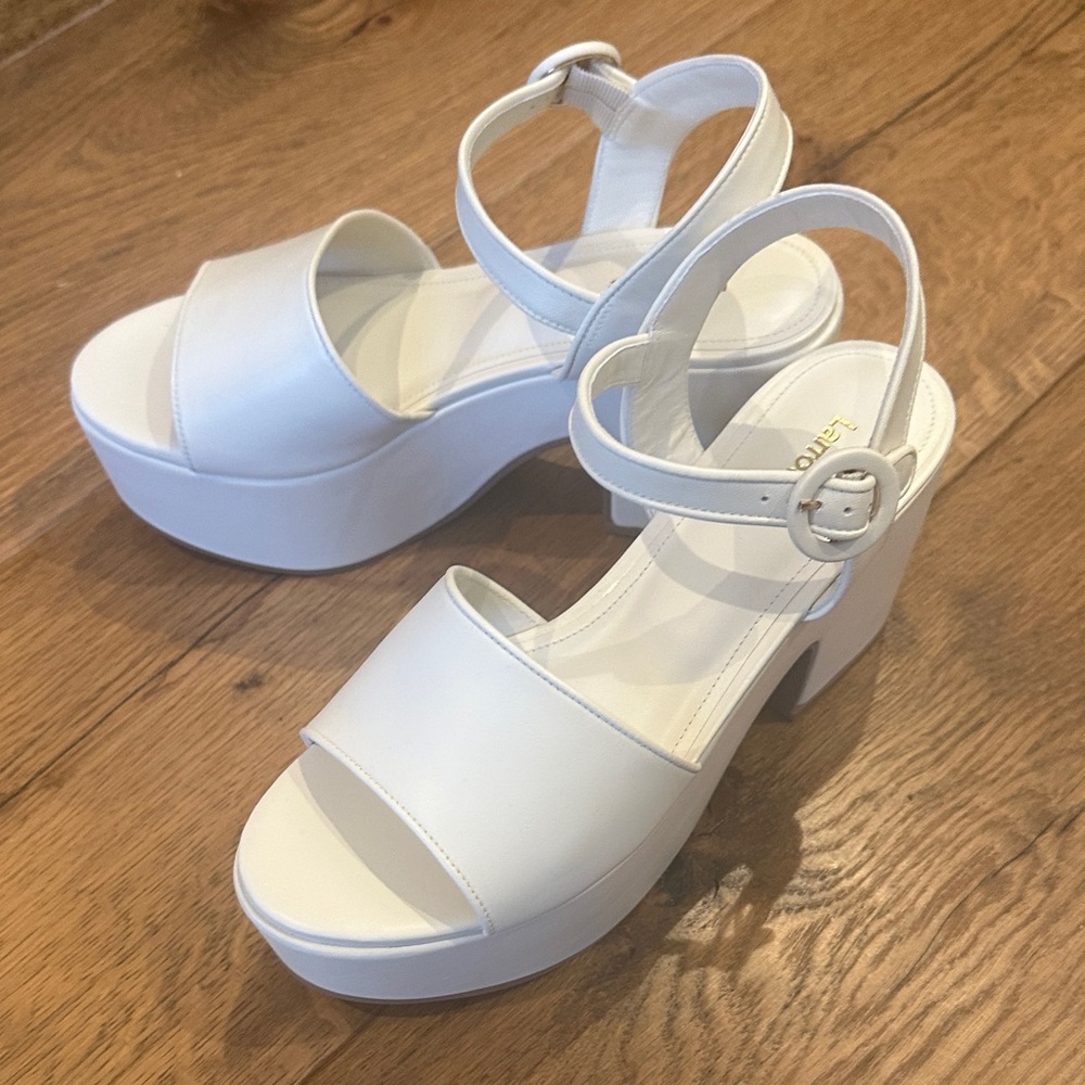 Larroude White Platform Sandals - image 3